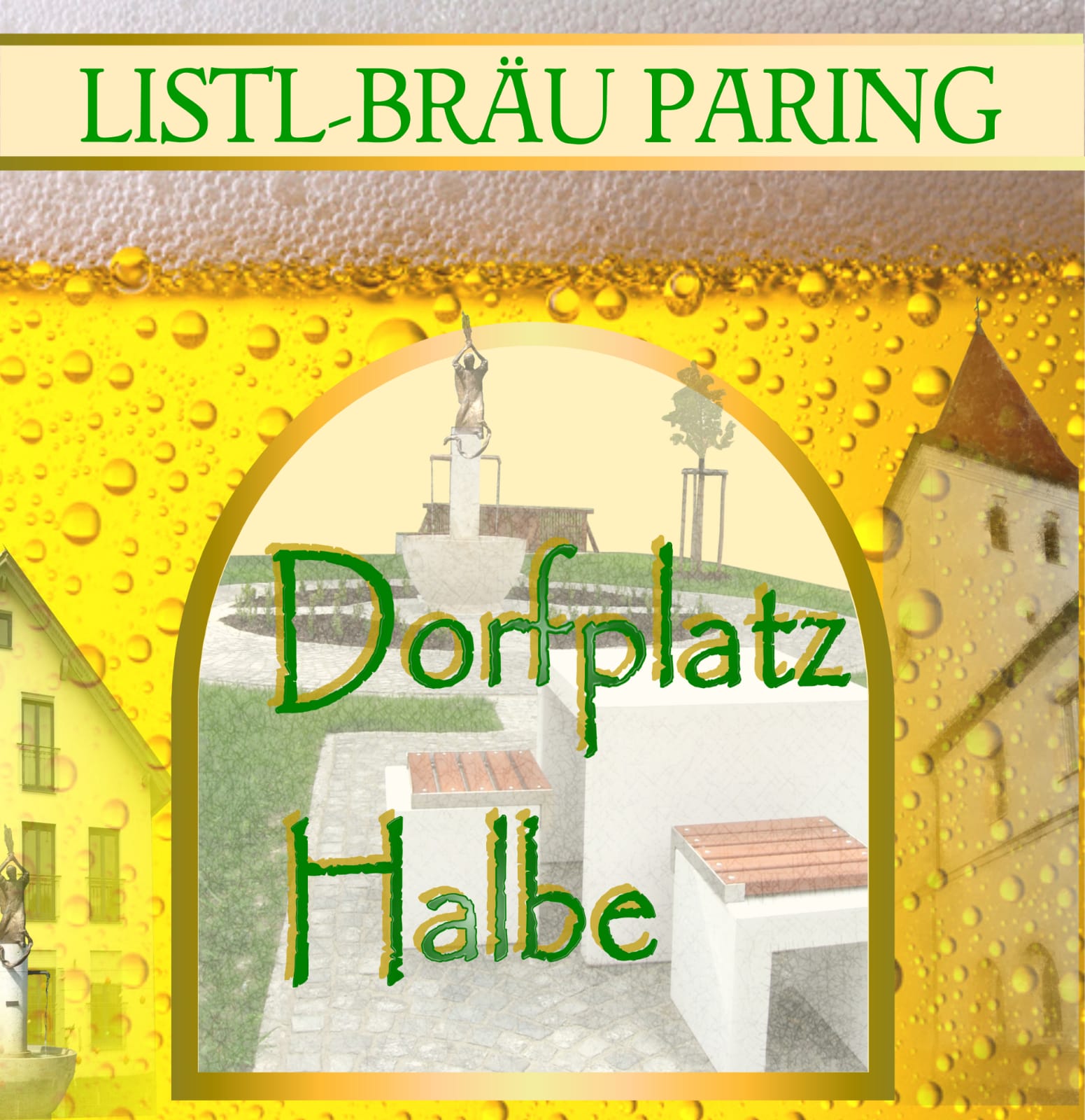 Eitikett Dorfplatz Halbe vorne