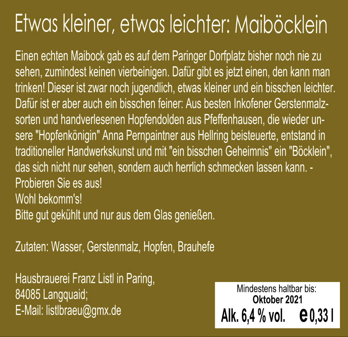 Etikett Maiböcklein hinten